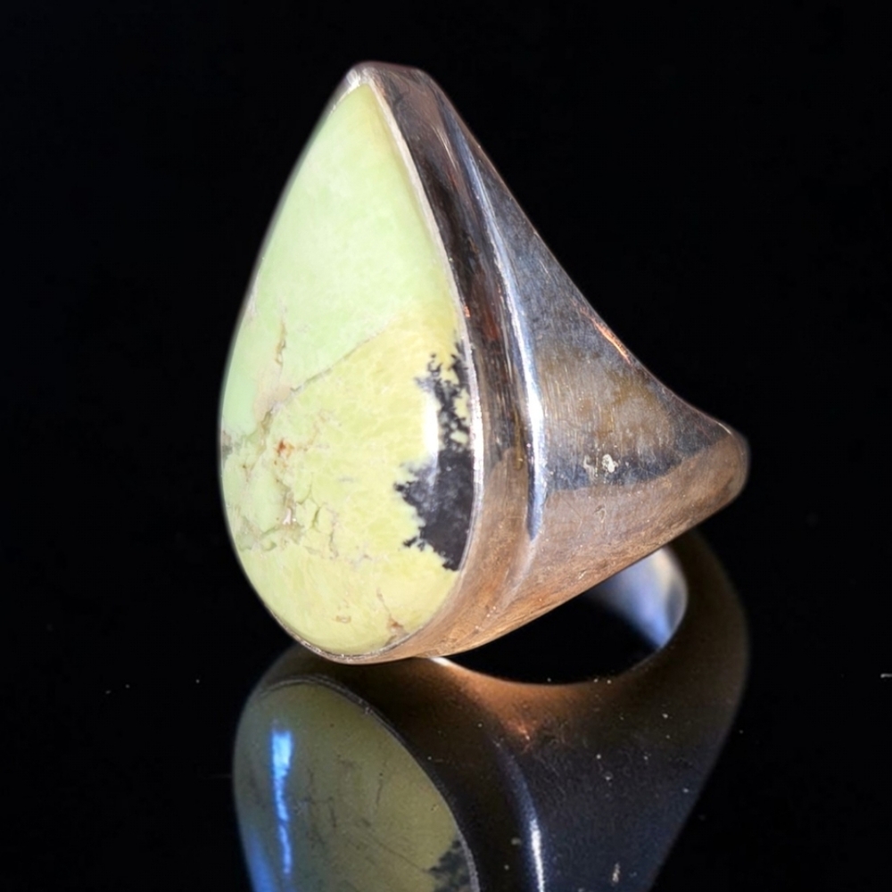 Ring - Natural Lemon Chrysoprase 925 Sterling 8.5 NWT - Picture 2 of 6